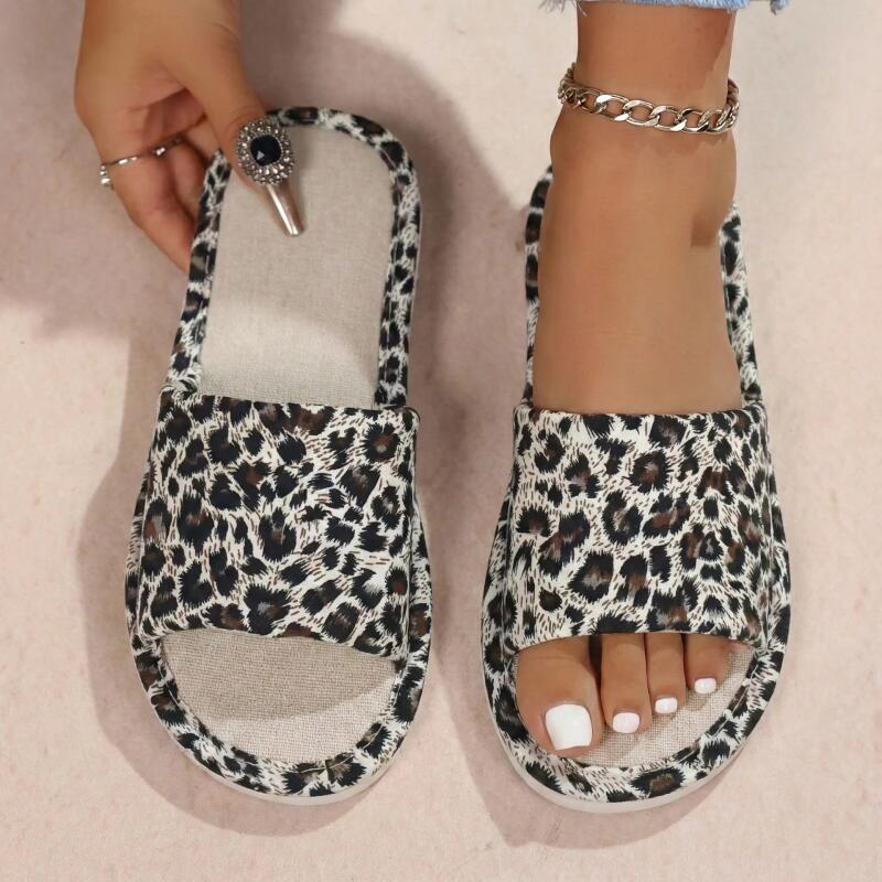 Linen Leopard Women's Slippers - Home Textile review and price